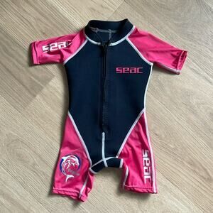 SEAC Pink and Black Zip Front Surf Suit Wet Suit Toddler Size 2T